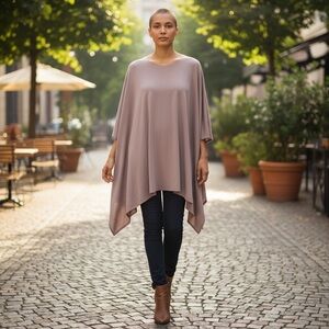 Esprit Soft Pink/Heather Gray Poncho OS